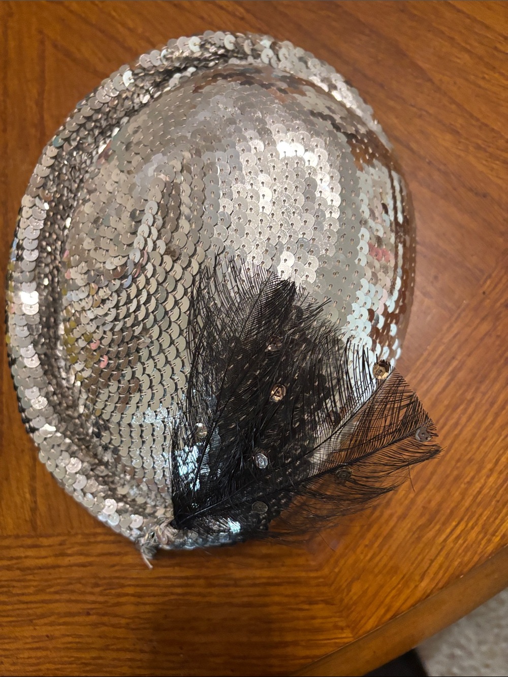 Silver Sequin Feather Cocktail Fascinator